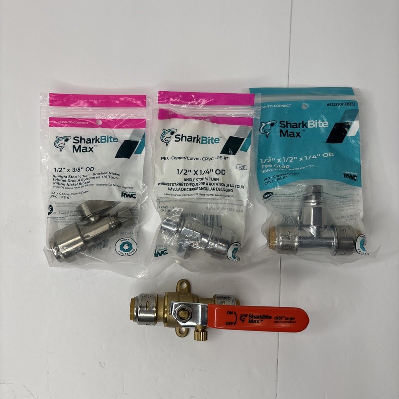 Shark Bite Lot Of 4 New & Open Box Straight Angle Tee Stops See Pics