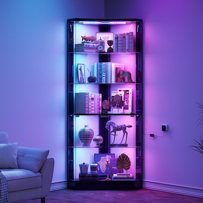 #ad #ad Corner Display Cabinet with RGB Lights 5 Tiers Display Cases for Collectibles $235.99