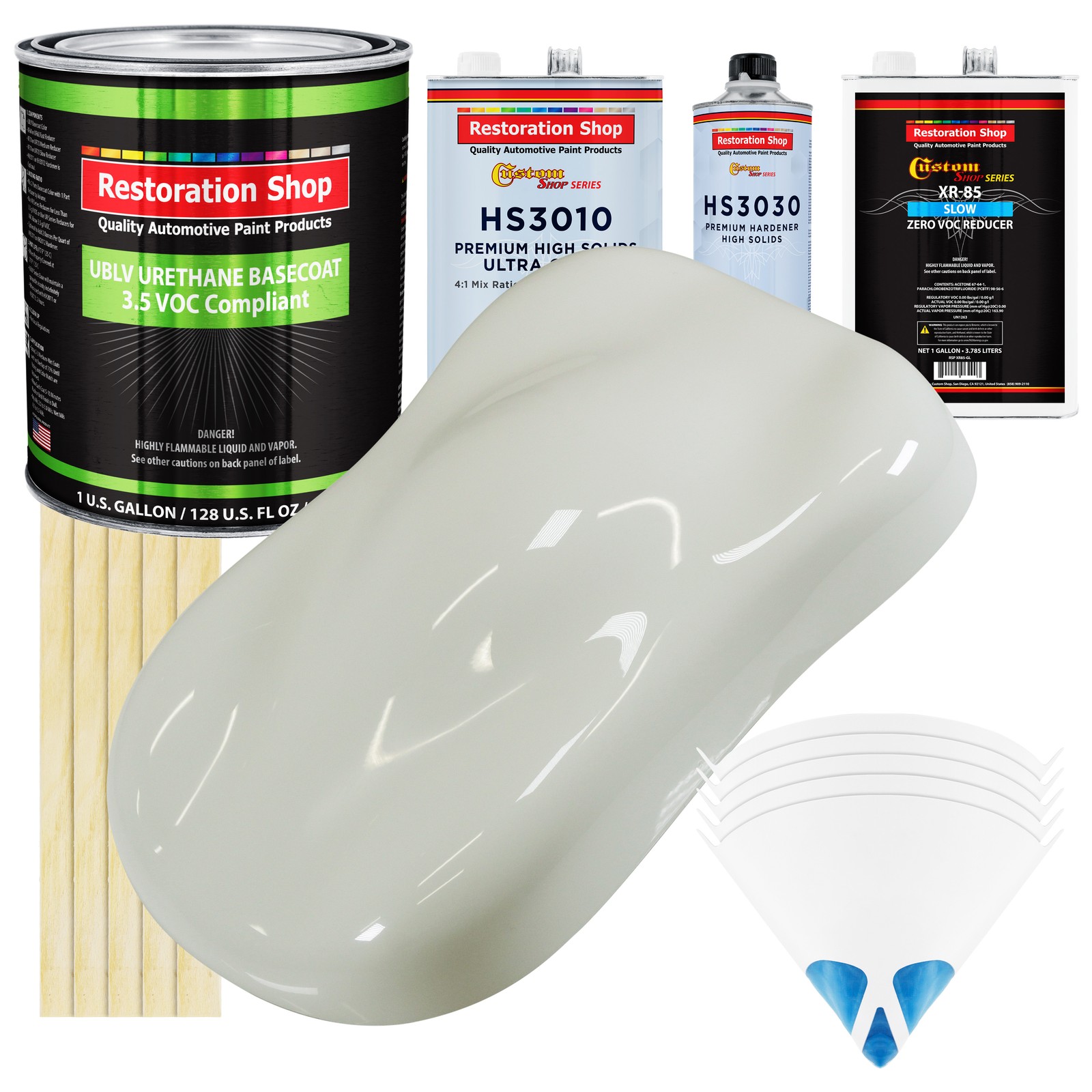Ermine White Low VOC Slow Premium Urethane Basecoat Clearcoat 1 Gallon Kit
