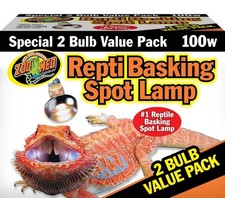 Zoo Med Repti Basking Spot Lamps 100W Unique Patented Double Reflector Beam 2Pk