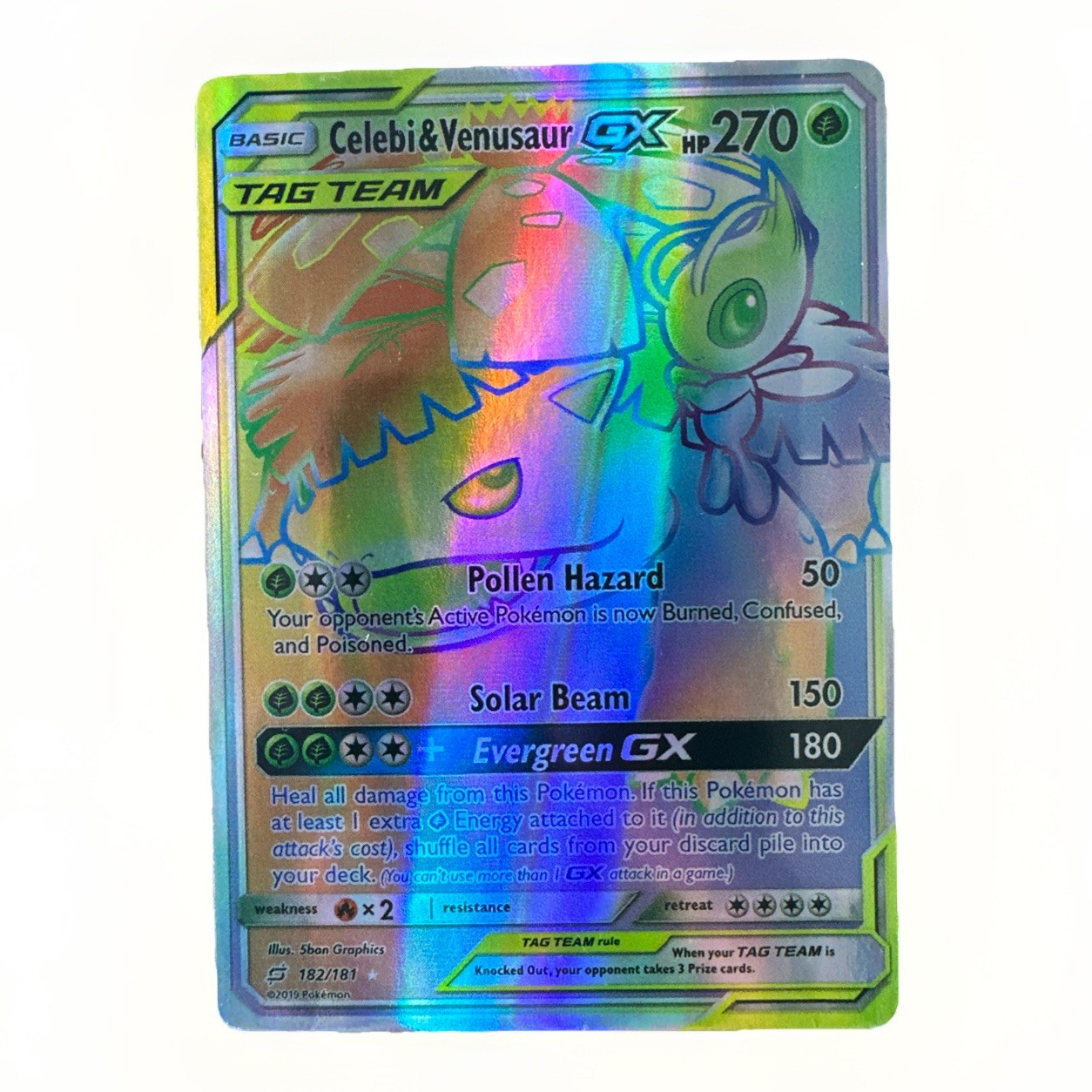 Pokemon TCG Celebi & Venusaur GX Tag Team 182/181 Rainbow Rare