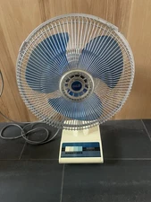 Vintage Frigid 12" 3 Speed Oscillating Fan, Transparent Blue Blade, TESTED