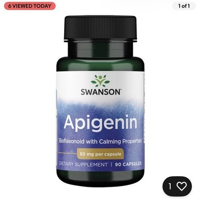 Swanson Apigenin Supplement, 50mg Caps (90 count), Helps Promote Sleep, | 50 MG