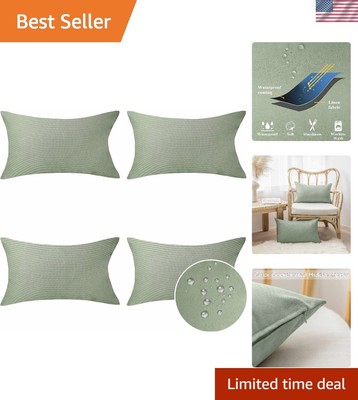 Stylish Outdoor Throw Pillow Covers in Sage Green - Waterproof & Stain Resistant