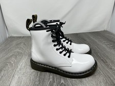 Dr. Martens 1460 J White Leather Round Toe Lace Up/Zip Ankle Boots Kid s Size 2