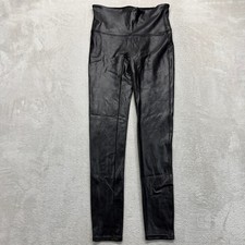 SPANX Pants Womens Large Faux Leather Leggings High Waist Black Nightlife Trendy
