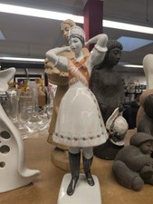 Vintage HOLLOHAZA Hungarian Porcelain Figurine, Boy With A Goose - Hand Painted.