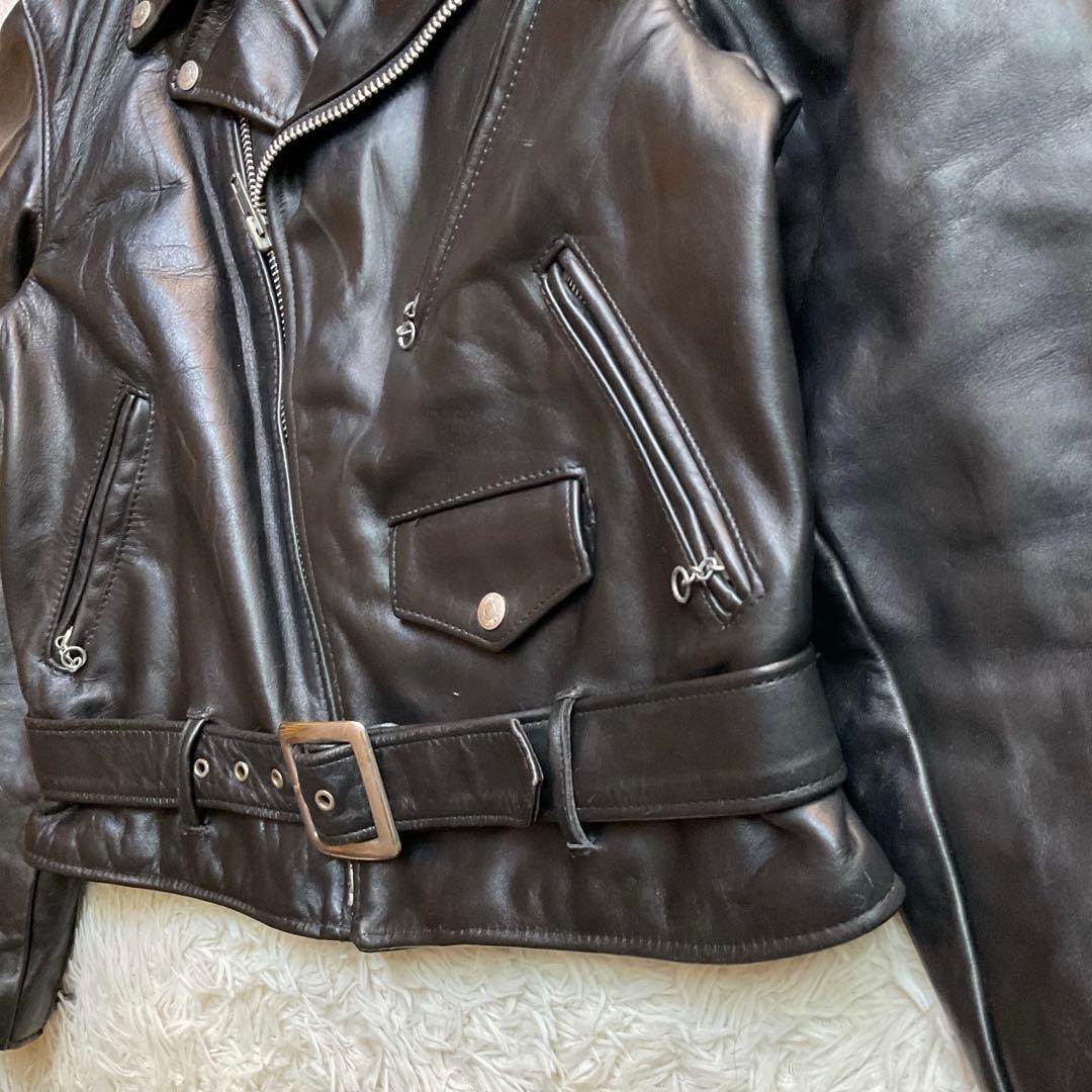 Schott 618 Double Riders Leather Jacket Black Made in USA Size 40 Rare F/S image 7