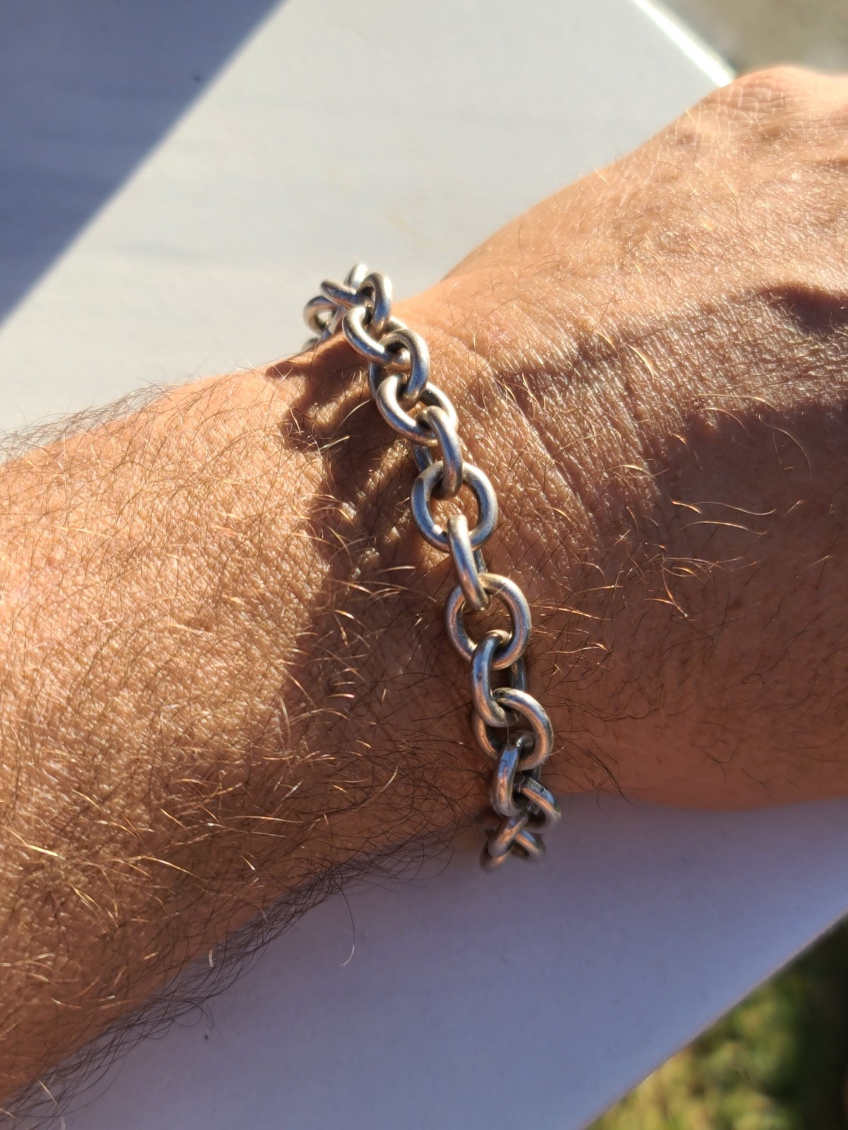 VTG Solid Sterling Silver Chunky Cable Chain Brac… - image 8