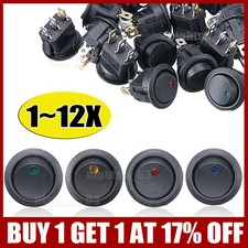 12 LED Illuminated Round Rocker Switch Car light ON OFF 12v Red Blue Green Amber