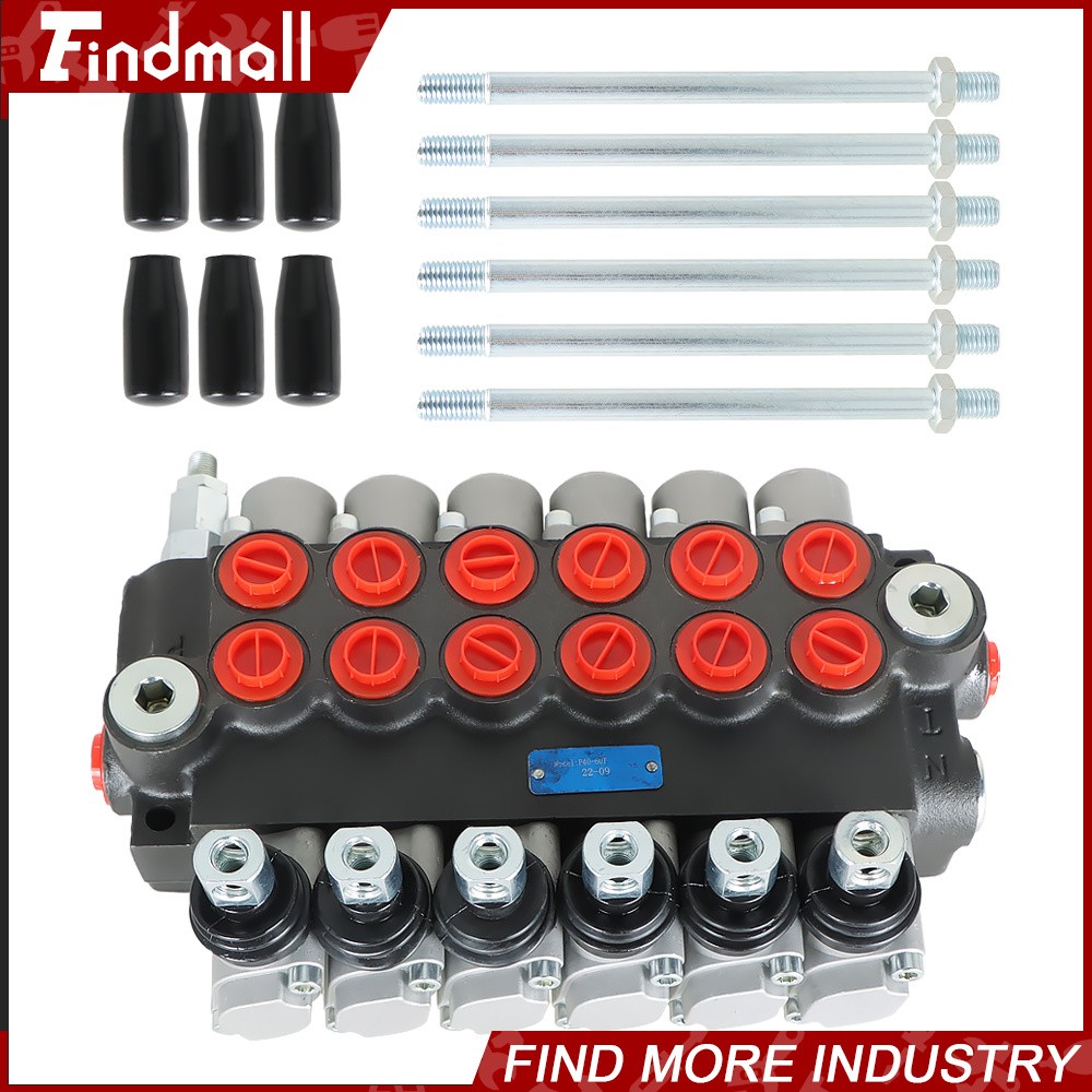 Findmall 6 Spool Hydraulic Directional Control Valve 11GPM Adjustable 3600PSI