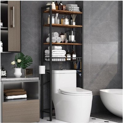Freestanding Bathroom Storage Shelf - Rustic Brown