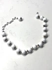 VTG 10MM SUPERB LARGE WHITE MILK GLASS BEAD NECKLACE W/EXTENDER FANCY BRASS ENDS