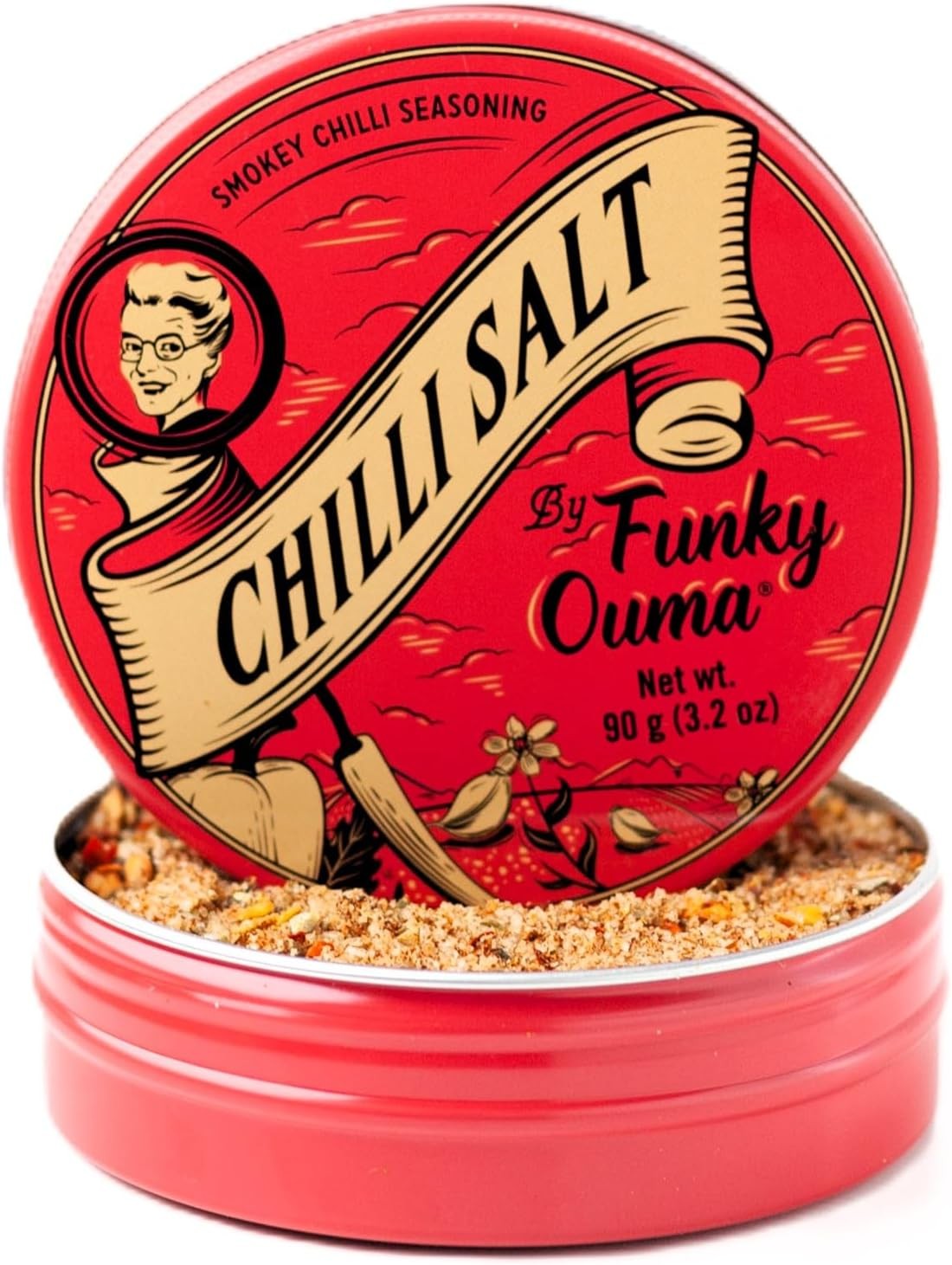 Funky Ouma Chilli Salt 90g - Sea Salt, Mixed Herbs & Spices in Reusable Tin –