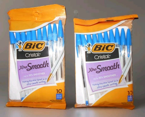 Bic Two Packs Of 10 Each Blue Ink Pens