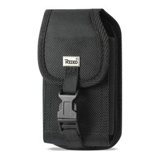 Reiko Vertical Rugged Pouch with Buckle Clip in Black (6.6X3.5X0.7 