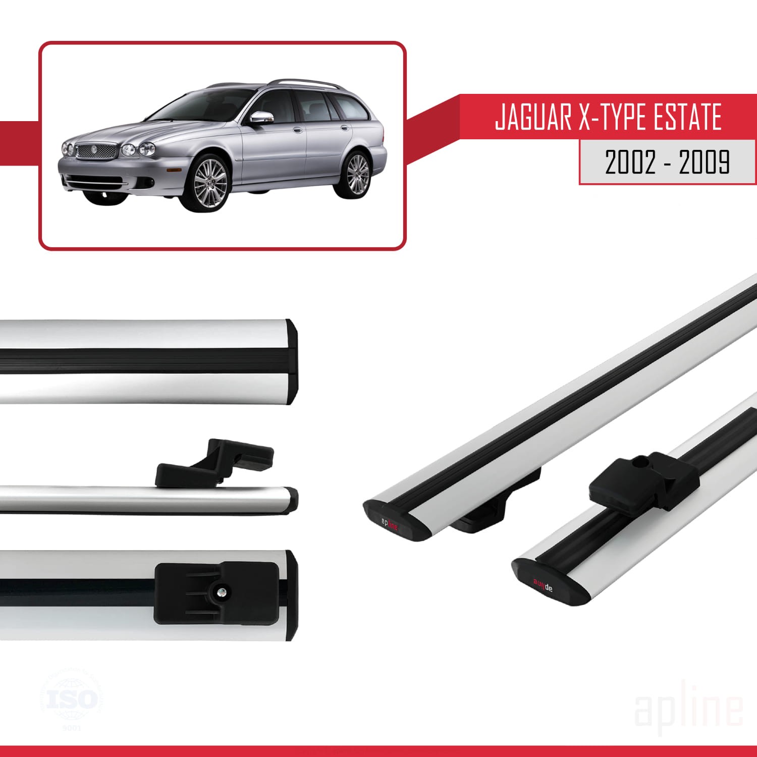 Barres de toit Jaguar X-Type Estate gris aluminium version Basic 2002-2009 - 3