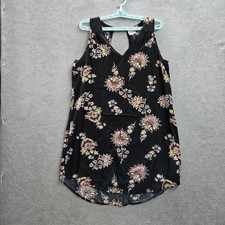 Old Navy Women Dress L Black Floral Tank Scoop Neck Pullover