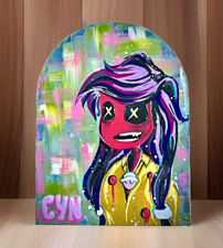 CYN Original Signed Canvas Painting Street Art Murder Drones Glitch