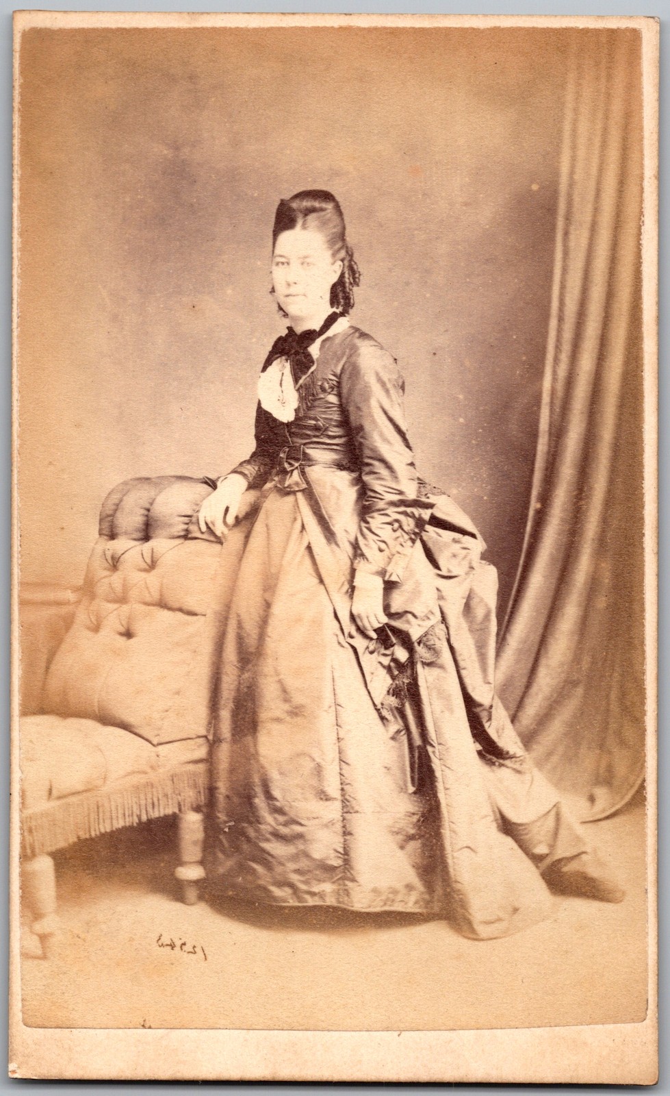 Antique CDV Circa 1870s Osbourne Lady In Dress Lincoln England