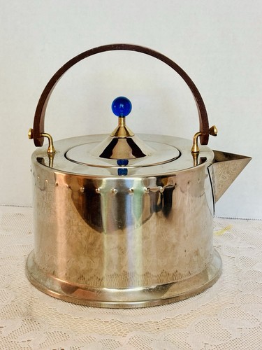 BODUM OTTONI Stainless Steel Tea Kettle Wood Handle 1980s VTG RARE