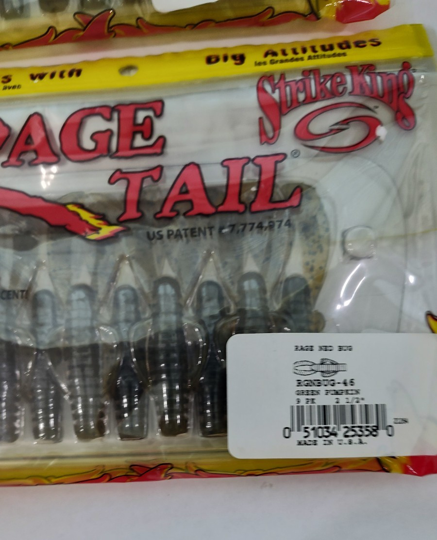 5 pkg Strike King Rage Ned Bug 2.5" Ned Rig Green Pumpkin Creature Bass Bait - Image 3
