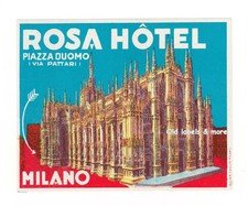x0017 Hotel Albergo Rosa Piazza Duomo MILANO luggage label Kofferaufkleber