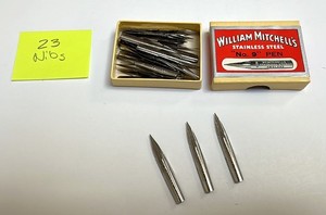 NOS William Mitchell's Stainless Steel #9 Dip Pen Nibs _Box of 23 nibs