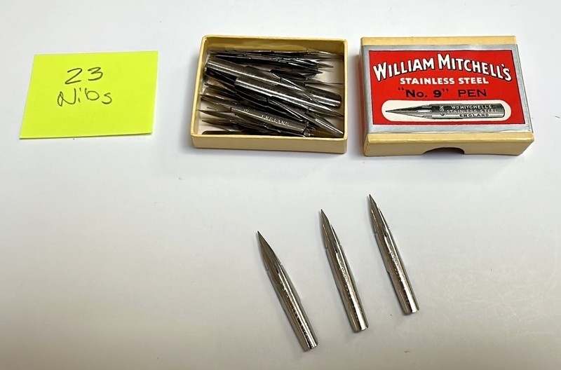 NOS William Mitchell's Stainless Steel #9 Dip Pen Nibs _Box of 23 nibs