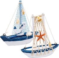 2 StüCk Segelboot Aus Holz Maritime Deko Schiff Badezimmer Deko Segelschiff Mode