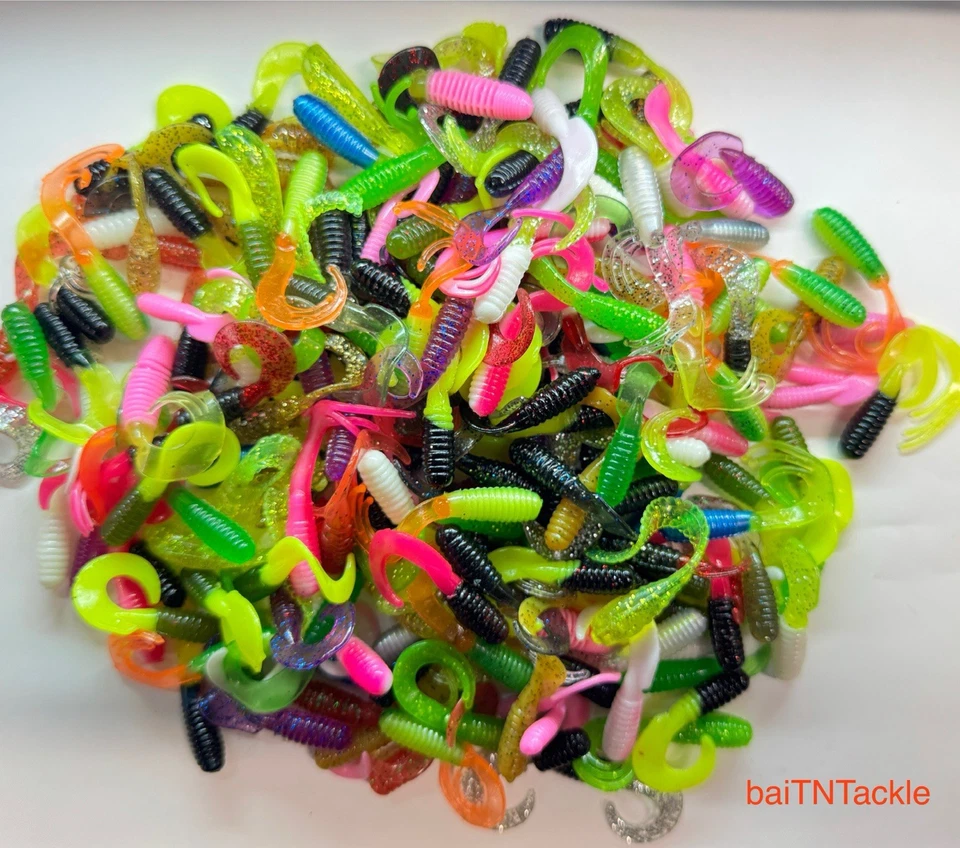 100pc PANFISH ASSORTMENT 1" to 2" SOFT PLASTIC BAITS Crappie Fishing Lures Trout - Image 2 of 4