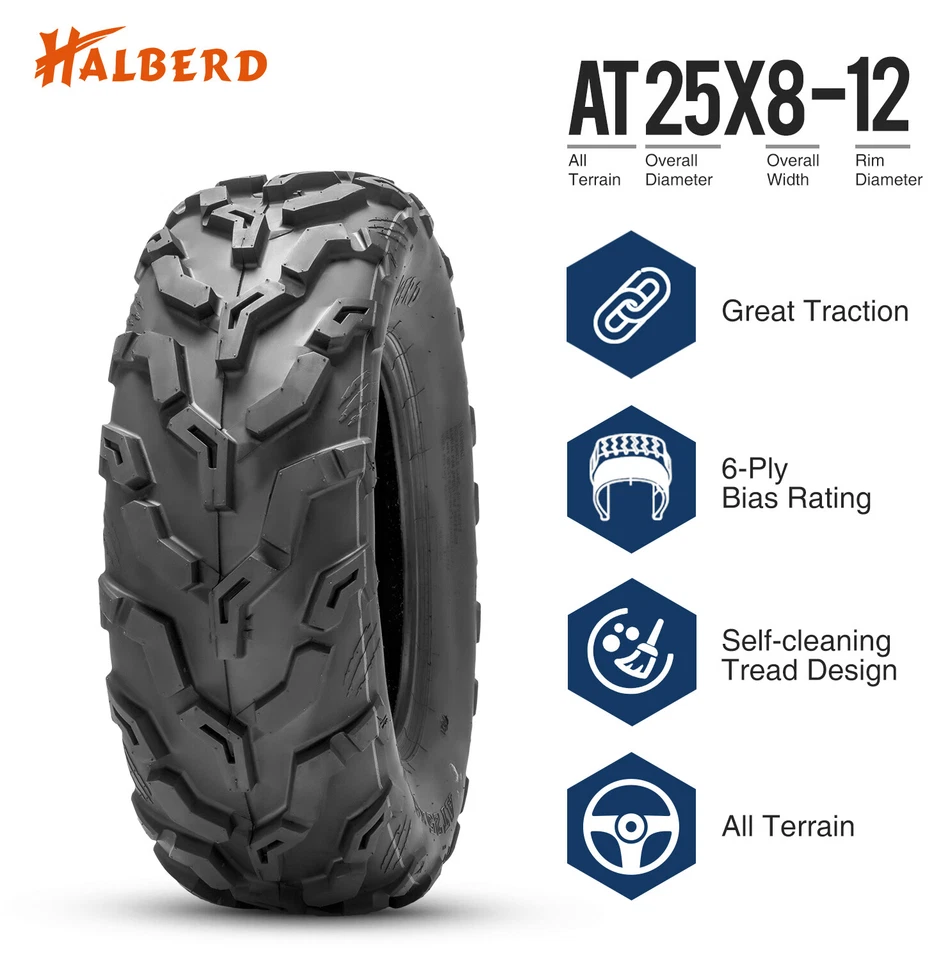4PKS 25x8-12 25x10-12 ATV Tires UTV All Terrain 25x8x12 25x10x12 6PR Heavy Duty Foto 2 de 4