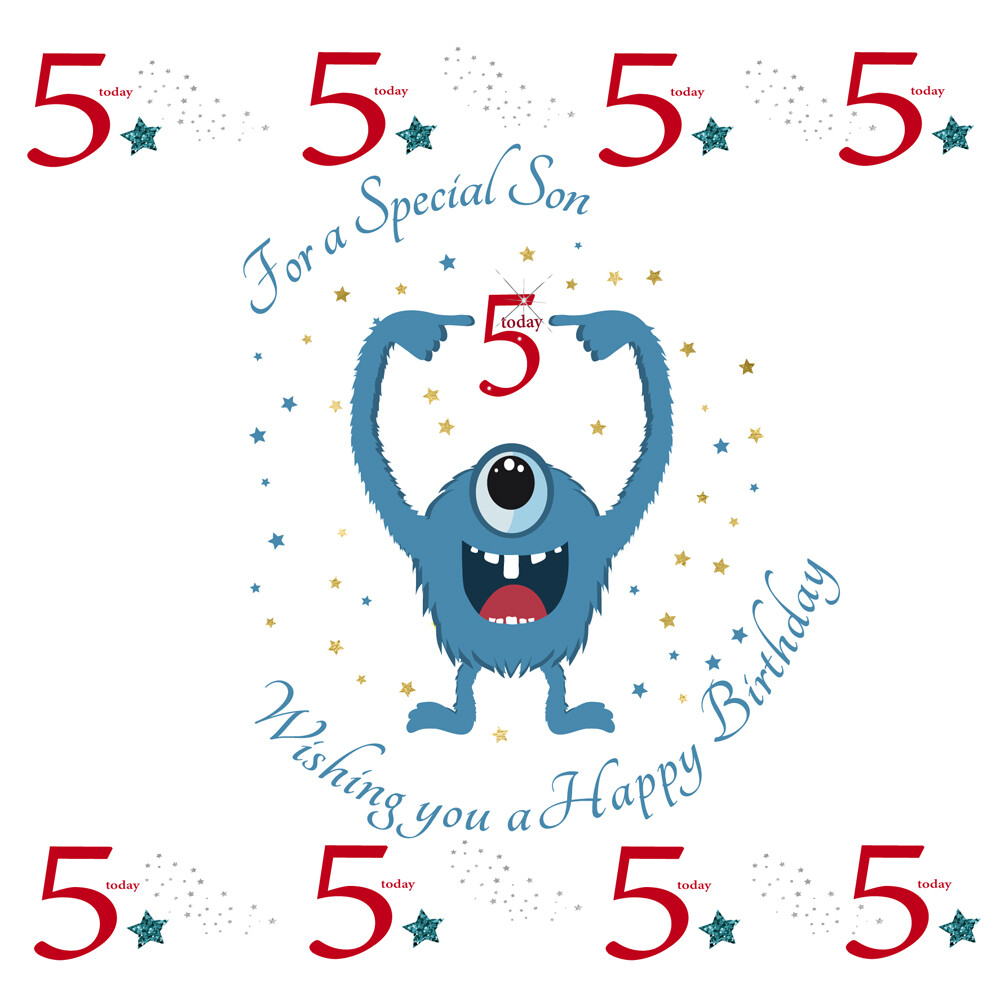 5th Happy Birthday Greeting Card SON 5 Today BY Rush Design