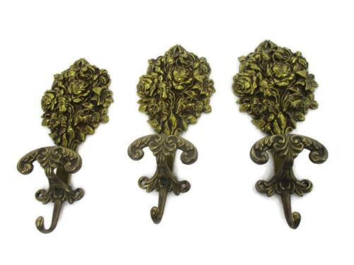Vintage Brass Hooks Architectural Reclaimed Trims Moldings Furniture set of 3 It - 第 1/7 張圖片