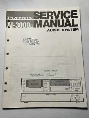 Proton AI-3000II Audio System Tape Deck CD Player Service Manual Vintage Genuine