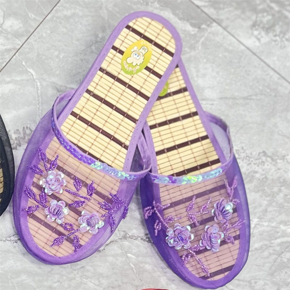 PANTOFOLA D’ORO Pantofole donna rete trasparente perline paillettes fiore scarpe da interno piatte graffi casa