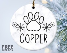 Personalized Dog's Name Christmas Ornament, Custom Dog Lover Gift