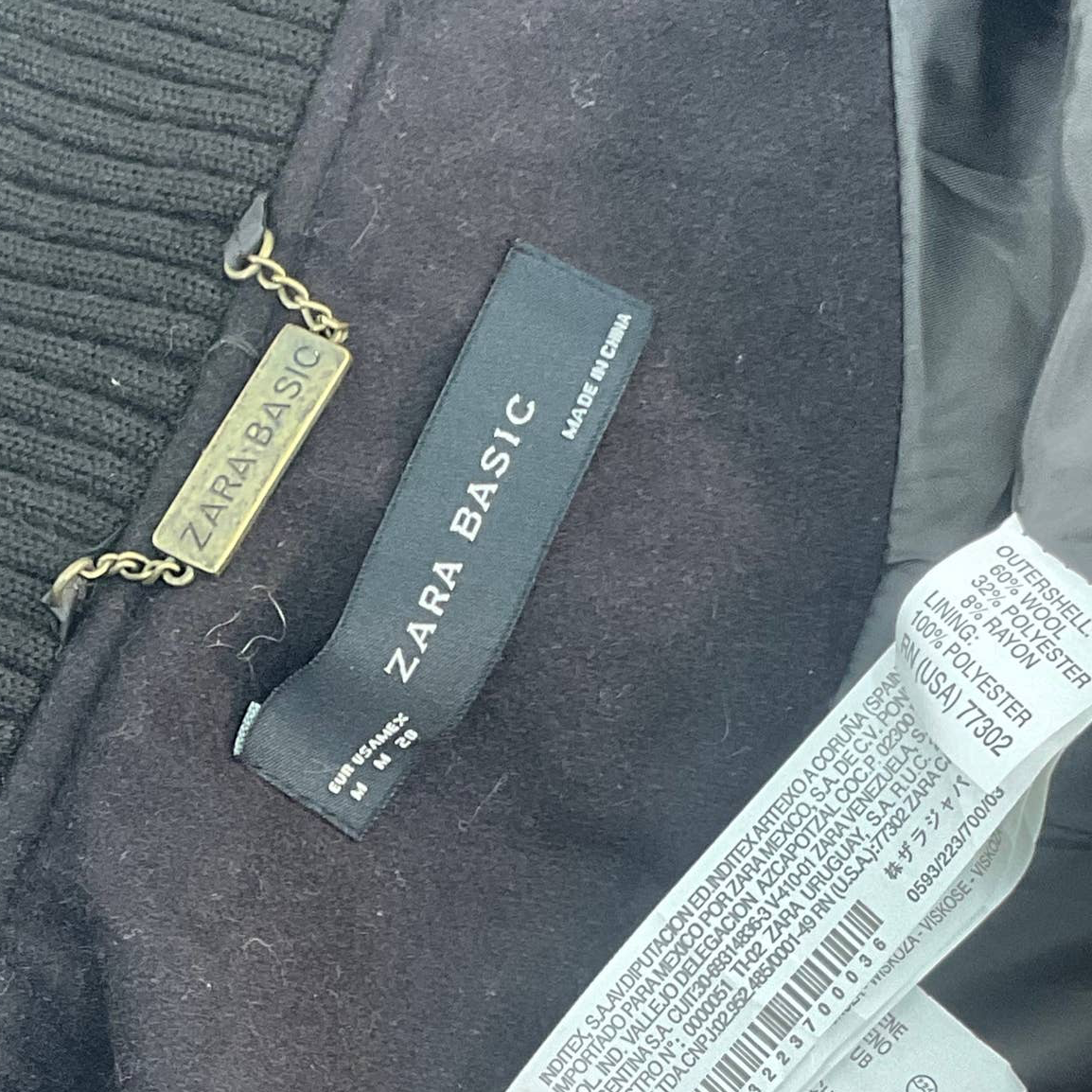 Zara Basic Brown Wool Blend Full Zip Bomber Jacket Womens M eBay