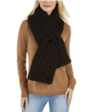 INC Quilted Teddy Puffer Muffler Winter Cozy Scarf Black Reversible NEW #67