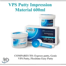 Dental VPS Putty Impression Material 600ml ( 300ml Base & 300ml Catalyst), USA