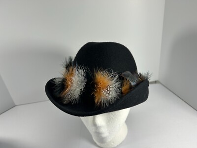 Vintage Geo W Bollman Black Doeskin Felt Wool Fedora Hat 