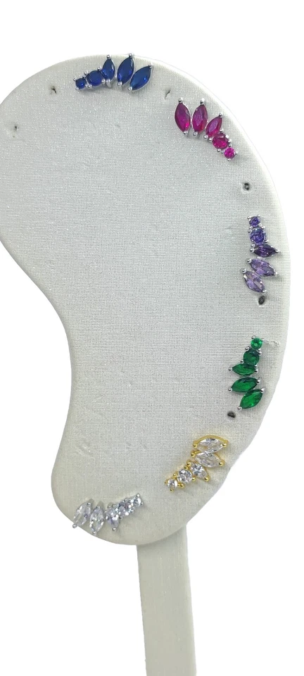 orecchini donna argento 925 con zirconi colorati. orecchini al lobo oro bianco - Immagine 4 di 4