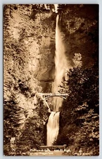 Oregon Columbia River Highway Multnomah Falls RPPC Vintage Postcard