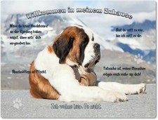 Warnschild - 20x30cm -  Willkommen in Meinem Zuhause - Bernhardiner 02