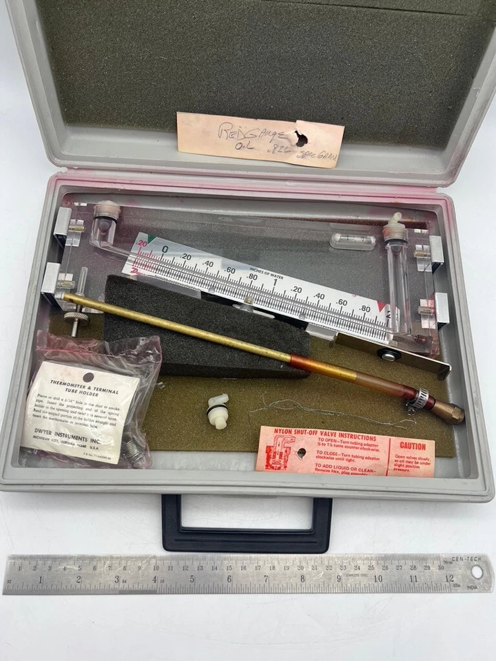 Manómetro inclinado analógico DWYER 102 medidor de velocidad del aire medidor de flujo .20-0-2.0INWC Foto 2 de 4