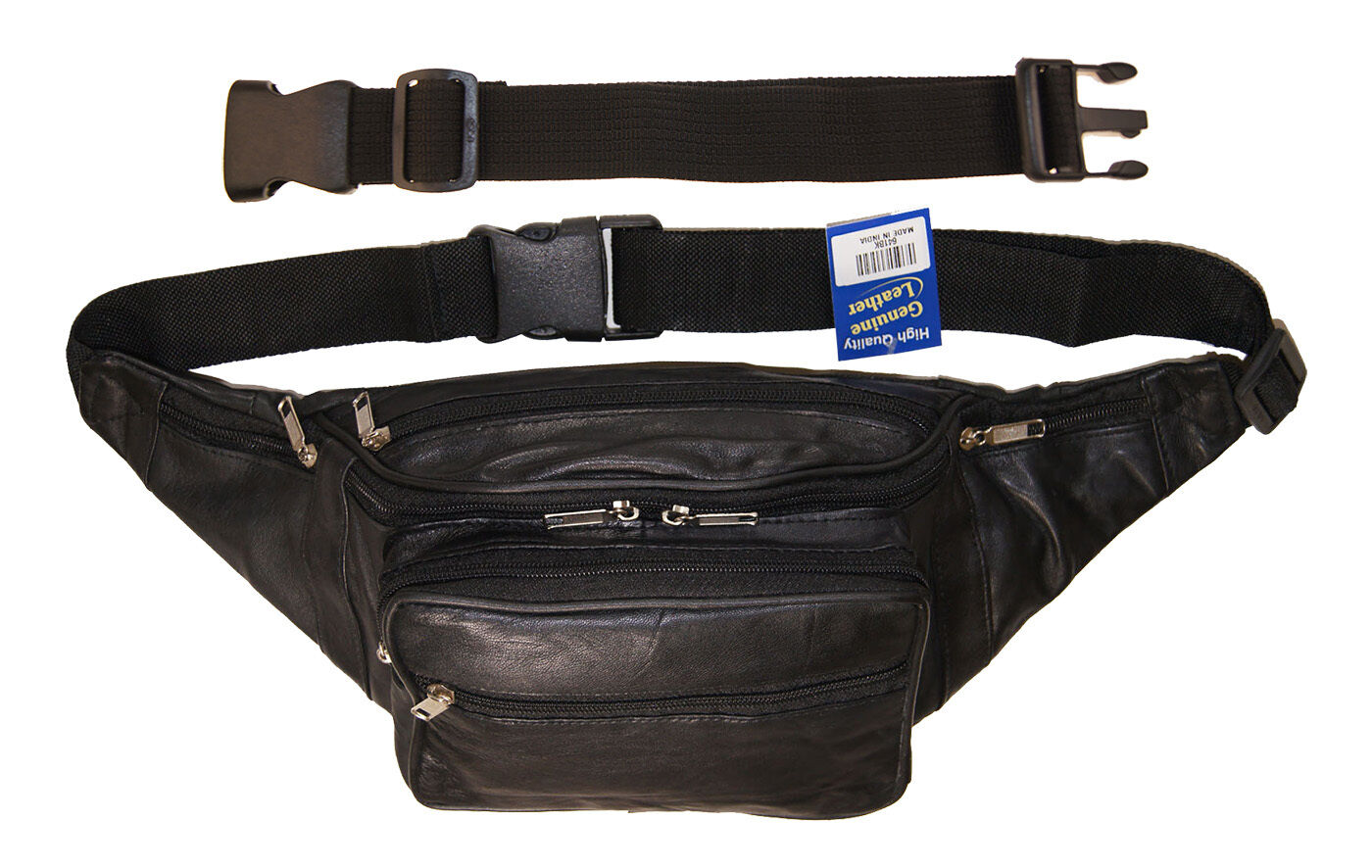 AG Wallets Large Concealed Leather Fanny Pack Bag 18" Extension Belt