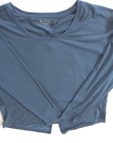 Athleta Women's Pullover Opened Back Style Yoga Blouse Large Spandex Polyester