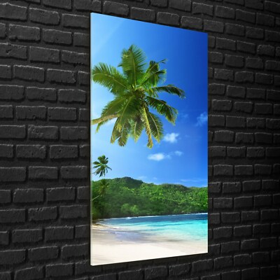 Wandbilder Glasbilder XXL 70x140 Strand im auf der Insel Mahe den Seychellen