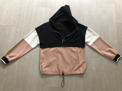 ZARA Ladies Half Zip Hoodie Jumper Pink 