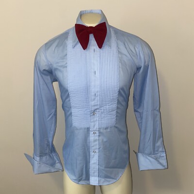 Blue Tuxedo 1970s Ruffled Tuxedo Shirt Vintage 1970s Tuxedo Shirt